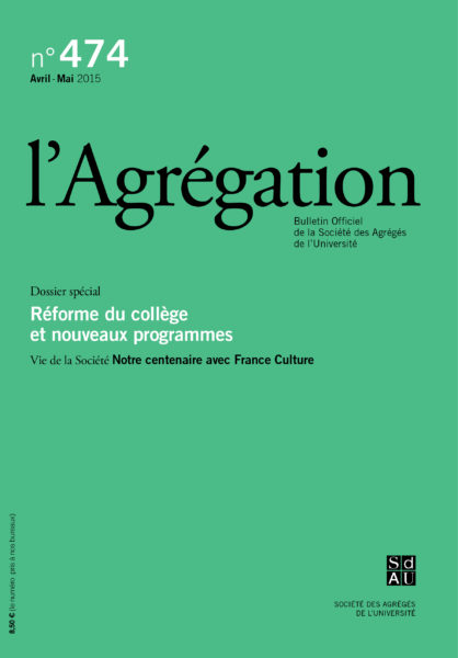 N°474 – Réforme du collège et nouveaux programmes